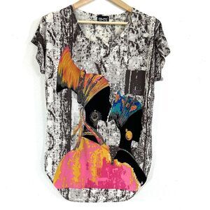 Step In Style Blouse Womens Large Afro Style Multi Beaded Scoop Neck  Cap Sleeve